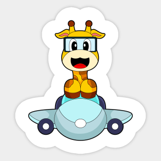 Giraffe Pilot Airplane Sticker